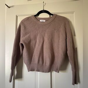 Elodie Women's Taupe Cropped Crew Neck Thick Sweater Long Sleeve Size Small